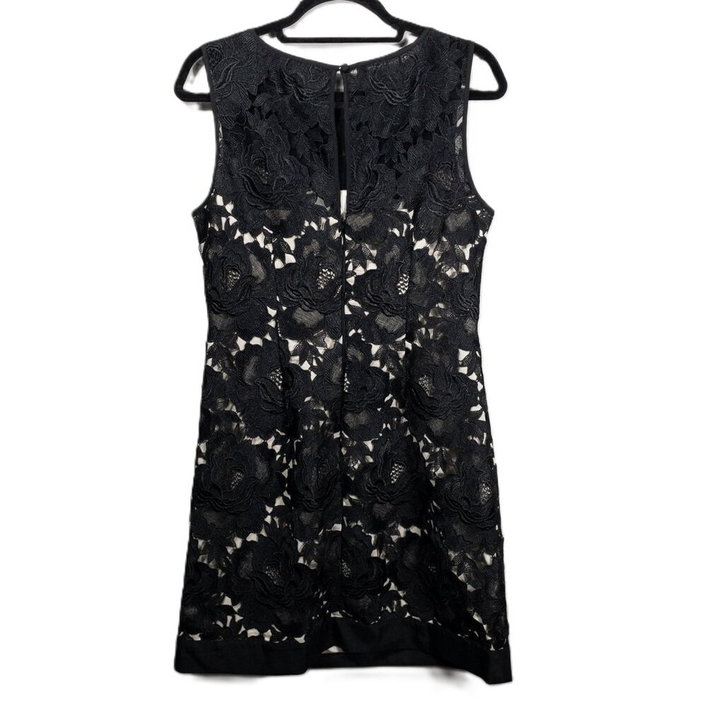 White House Black Market Lace Sleeveless Dress Black Floral Design 10 Formal - Picture 2 of 10
